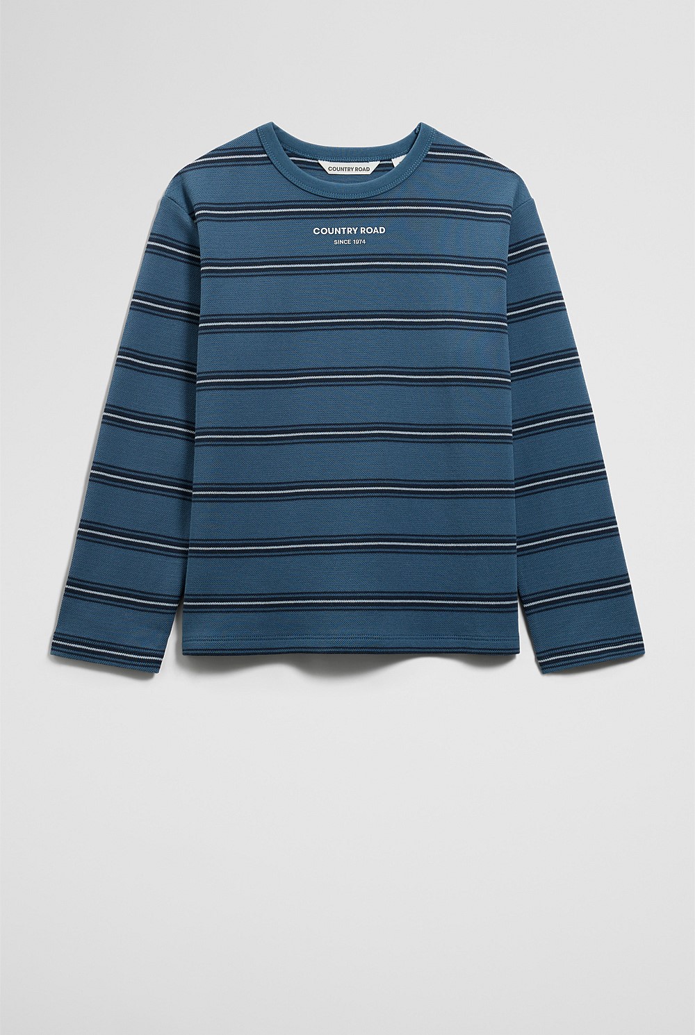 Organically Grown Cotton Stripe Long Sleeve Pique T-Shirt