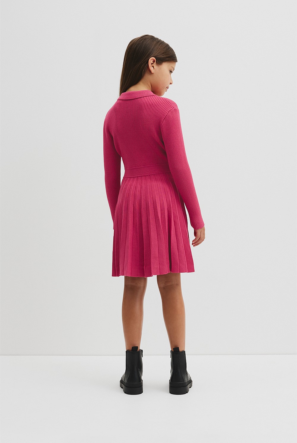 Long Sleeve Button Front Knit Dress