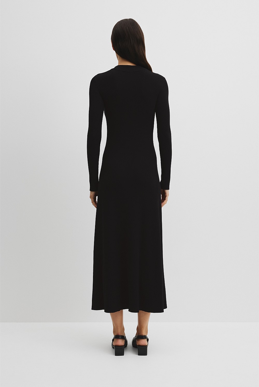 Rib Zip Neck Knit Dress