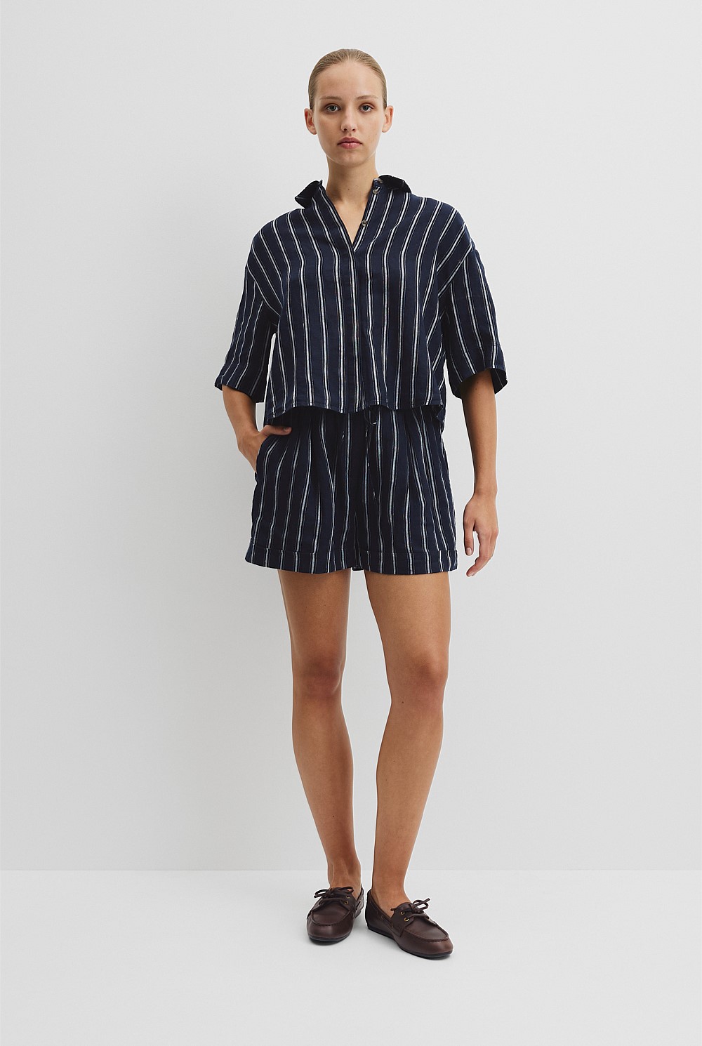 Yarn Dyed Boxy Linen Shirt