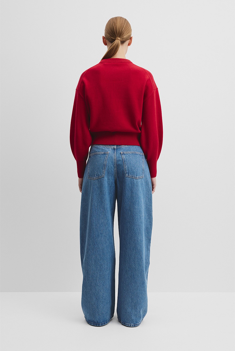 Organically Grown Cotton Blend Crop Crew Neck Knit