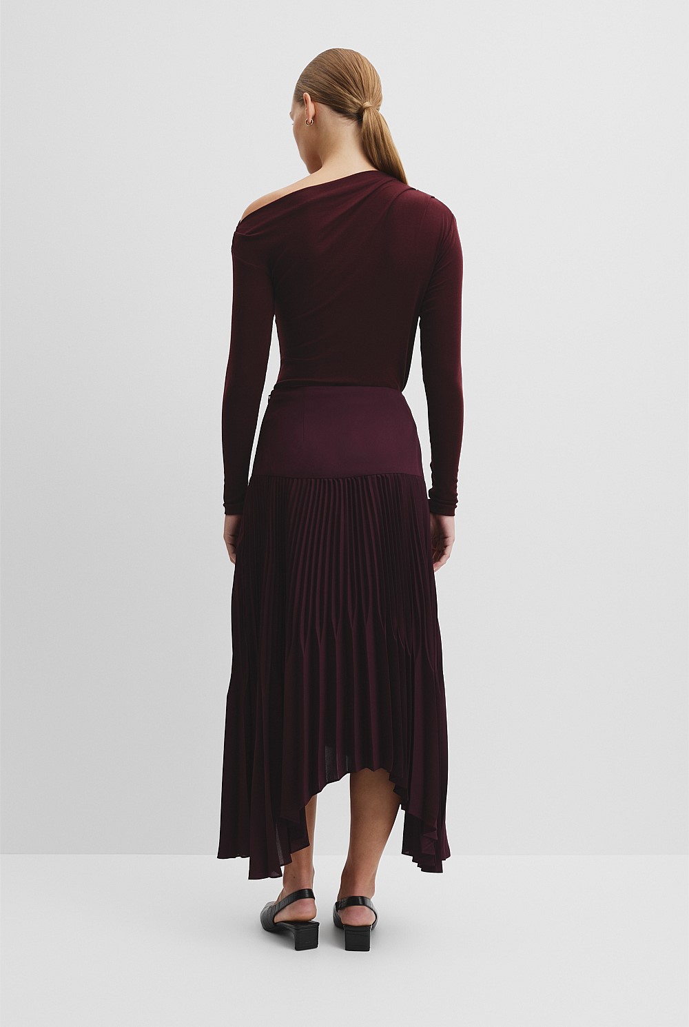 Plisse Midi Skirt