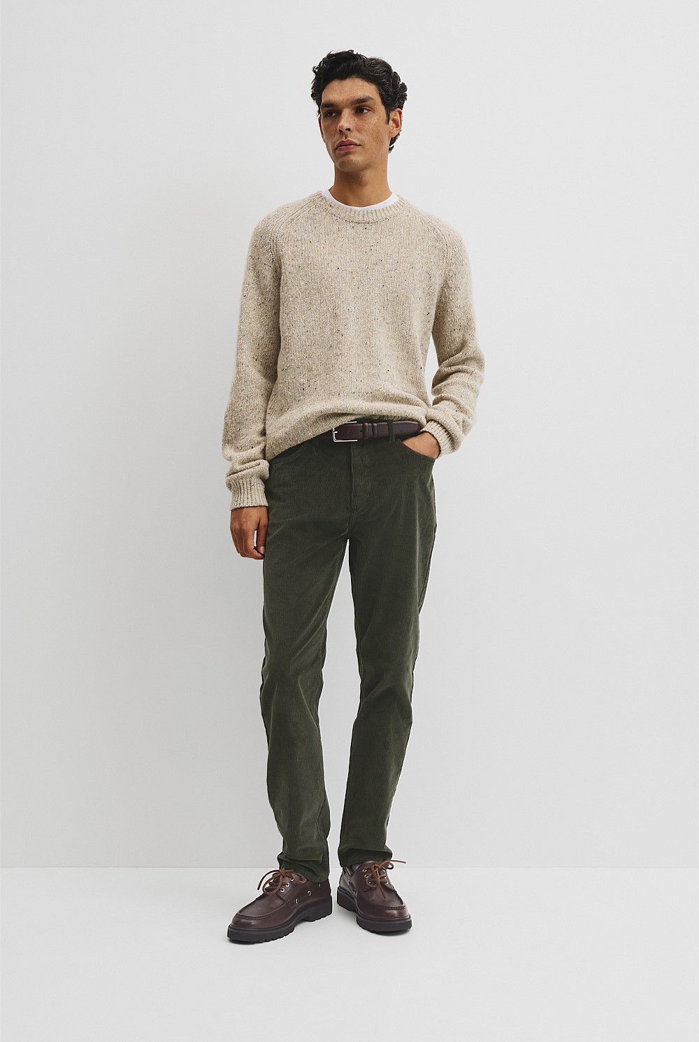 Merino Nep Wool Blend Crew Neck Knit