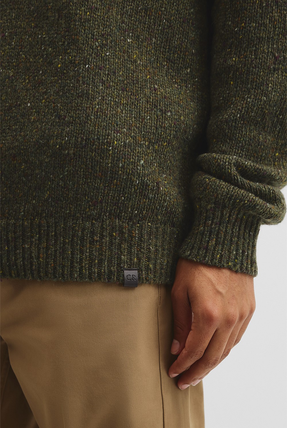 Merino Nep Wool Blend Crew Neck Knit