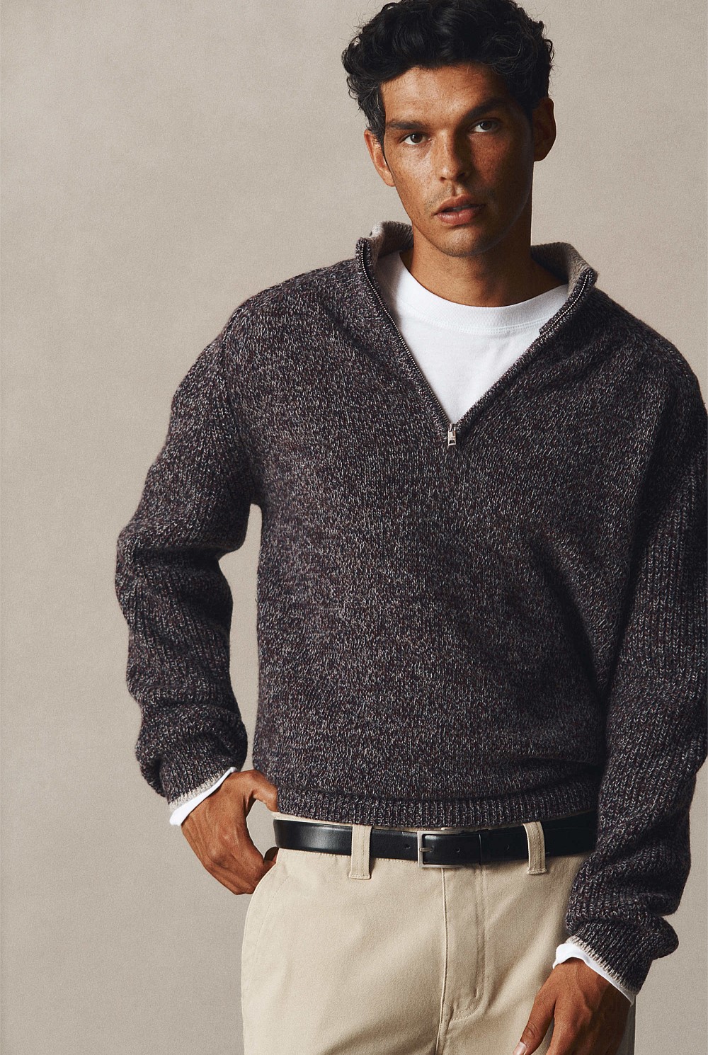 Twisted Half Zip Knit