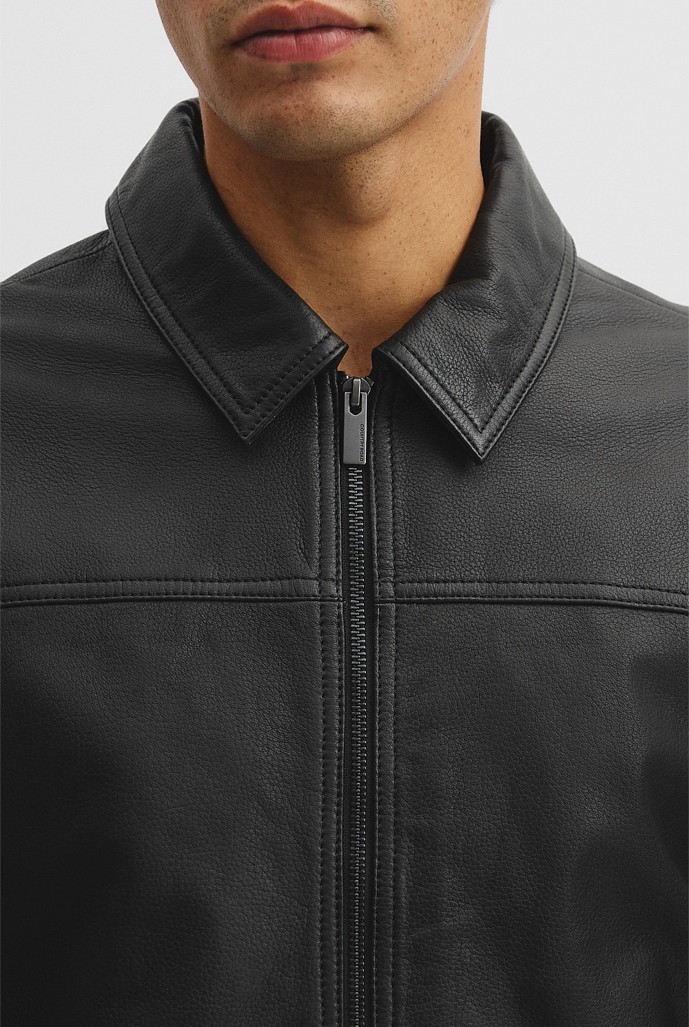 Leather Zip Through Jacket