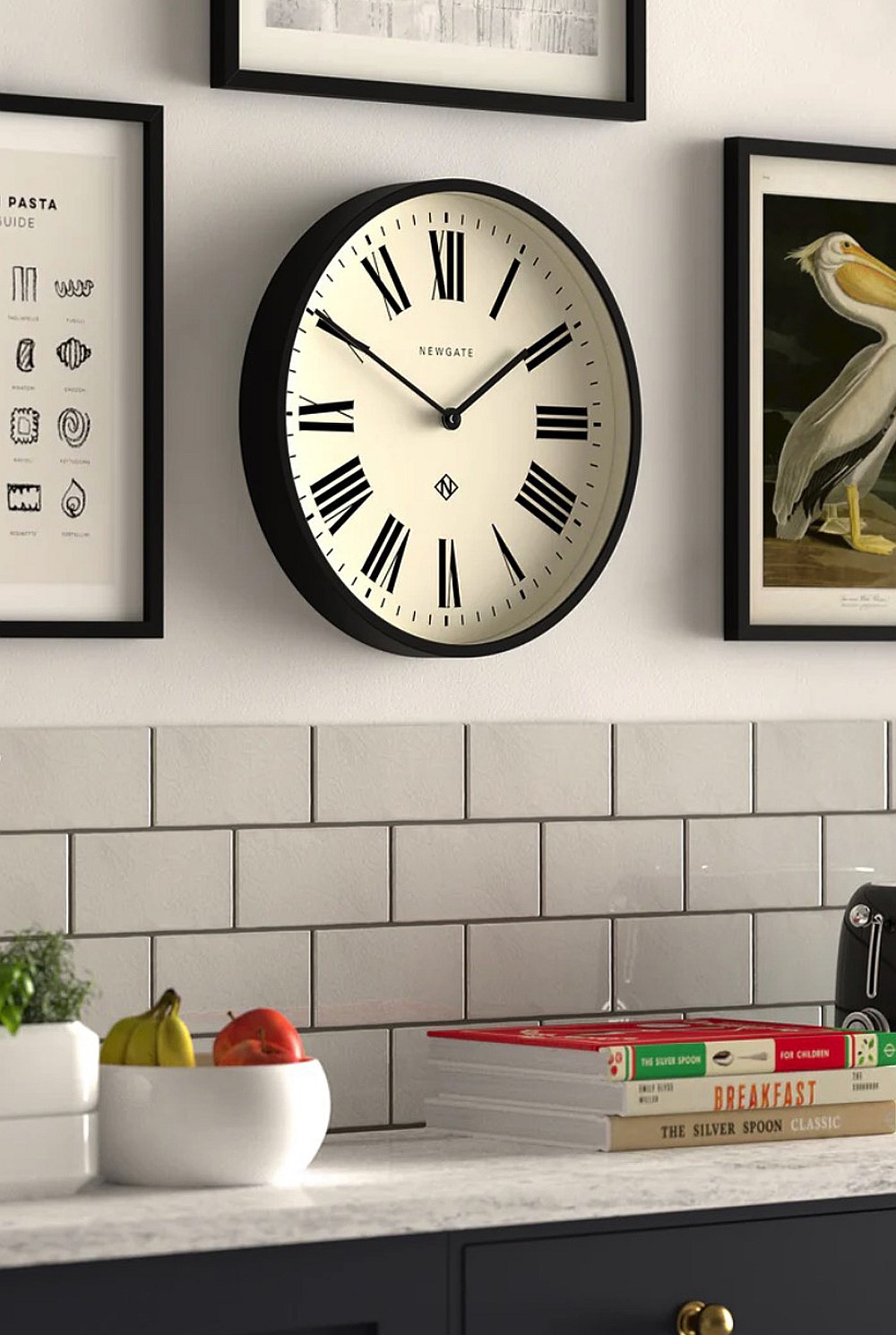 Number Three Clock - Italian Black
