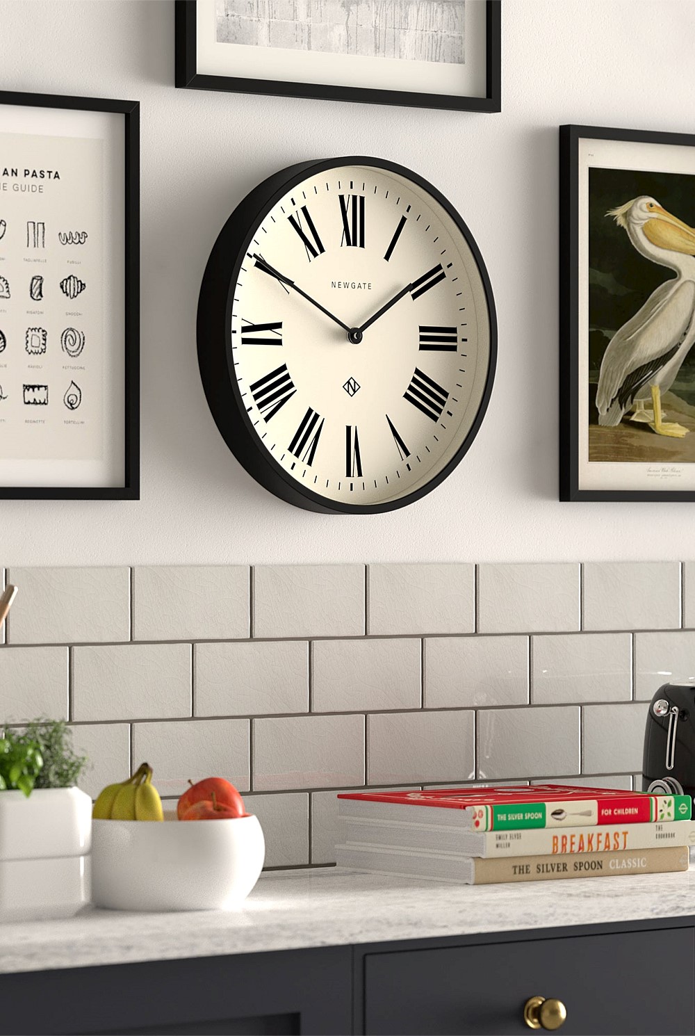 Number Three Clock - Italian Black