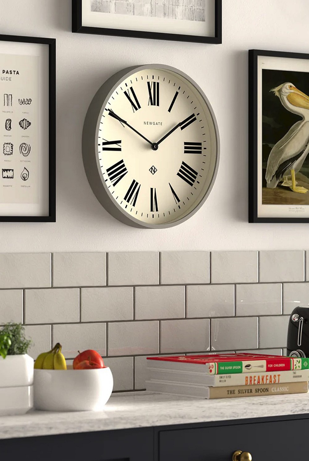 Number Three Clock - Italian Grey