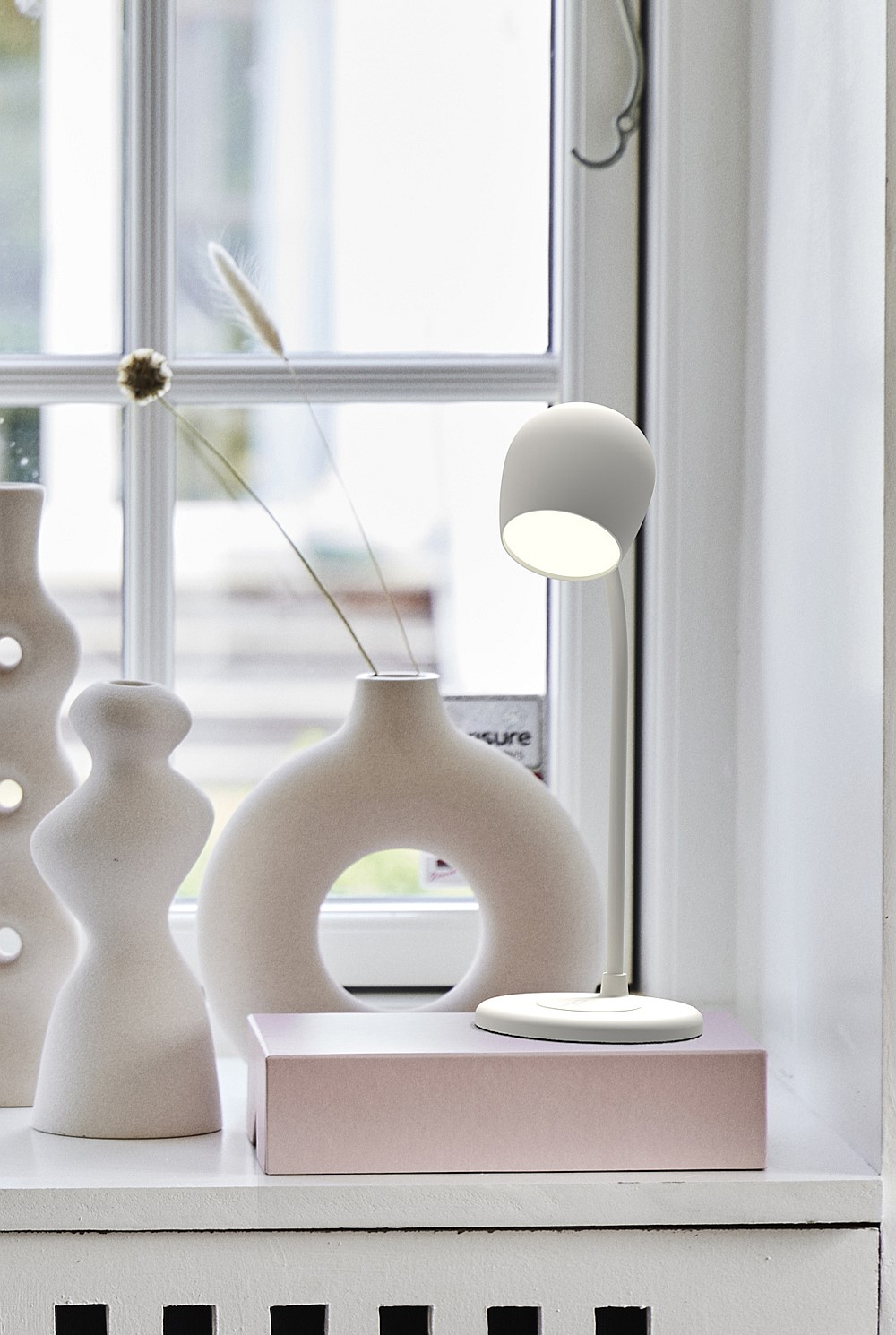 Ellie Smart Lamp With Bluetooth Speaker & Qi Wireless Charger - White