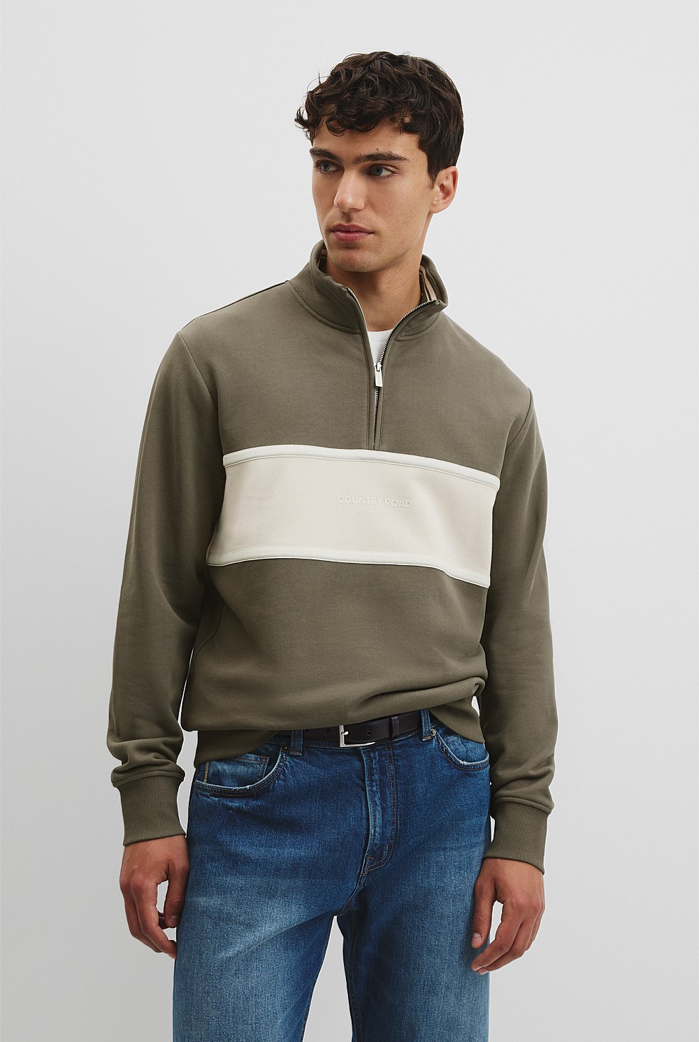Australian Cotton Modern Logo Quarter Zip Sweat