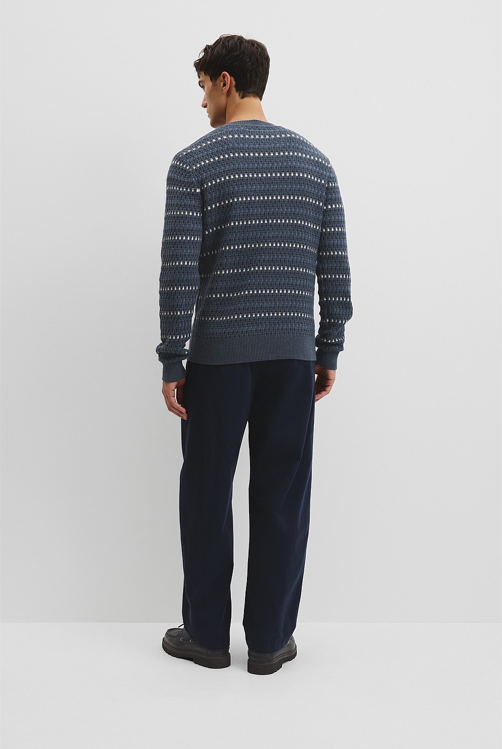 Australian Good Earth Cotton Wool Blend Jacquard Check Knit