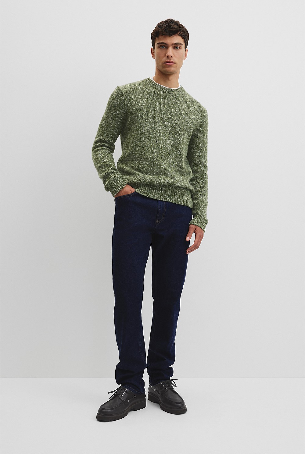 Merino Wool Blend Crew Neck Knit