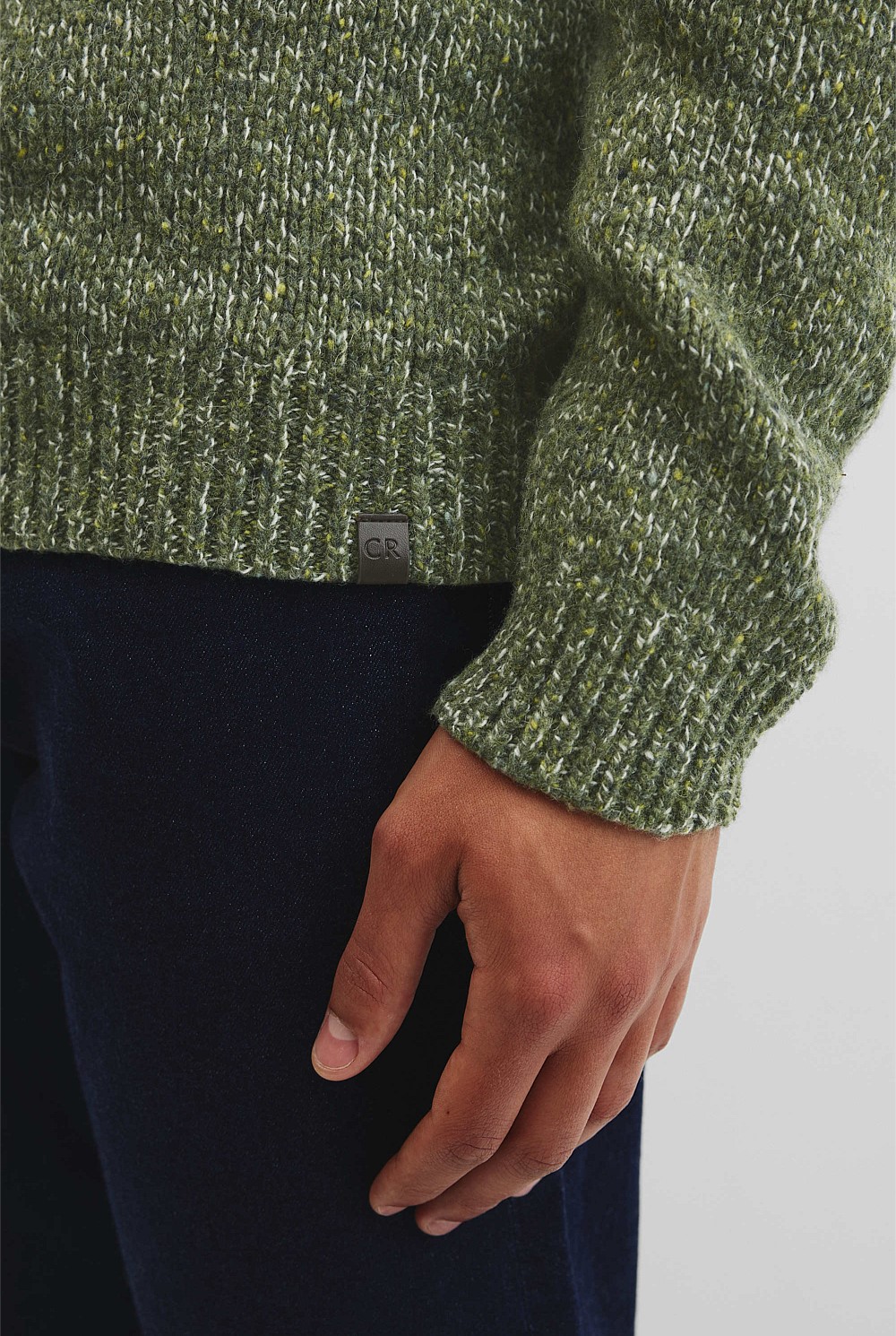 Merino Wool Blend Crew Neck Knit