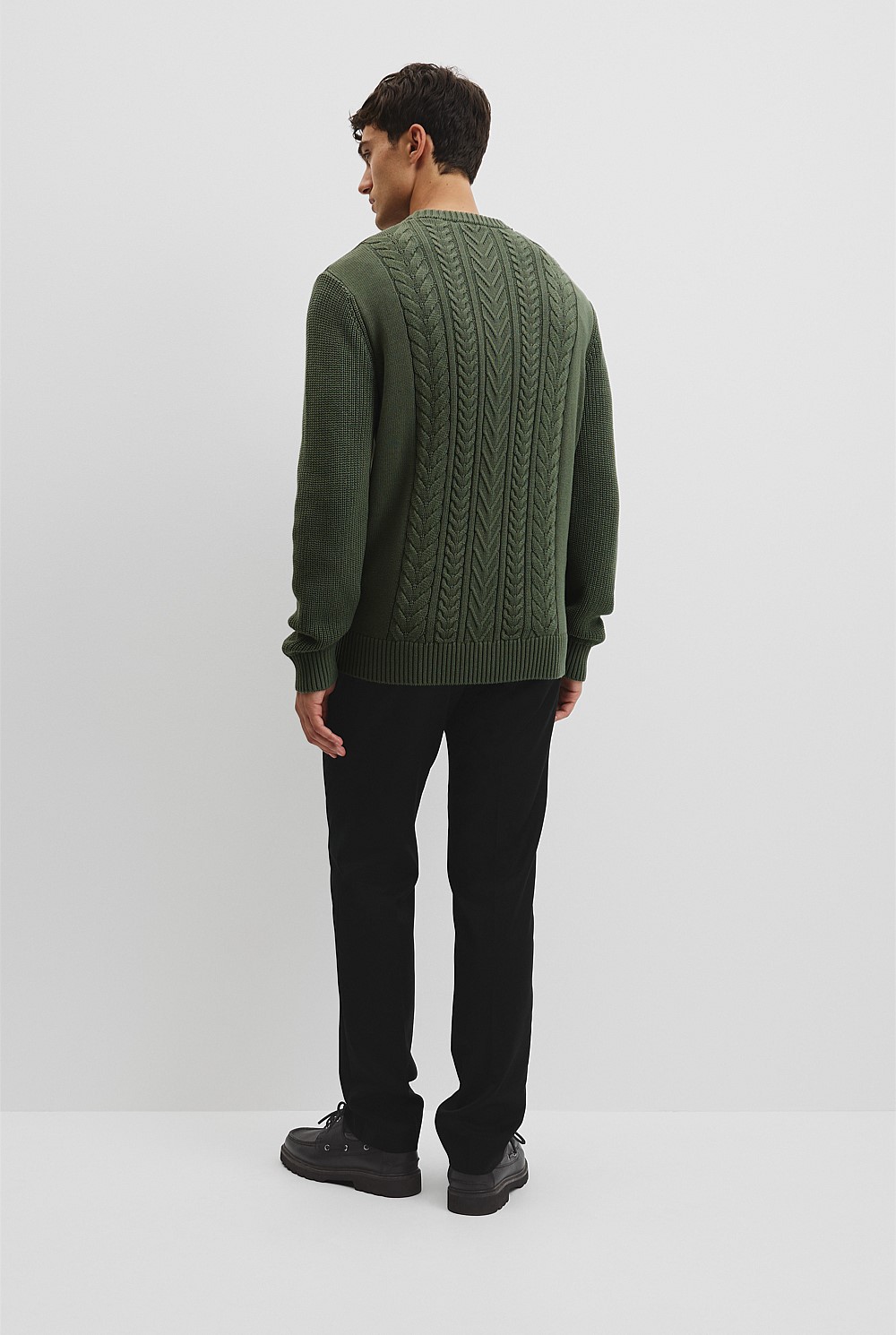Australian Good Earth Cotton Cable Crew Neck Knit