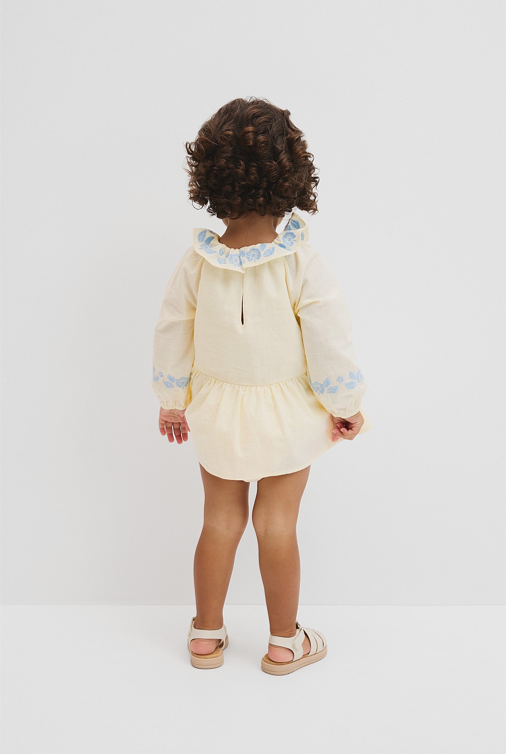 Long Sleeve Embroidered Romper Dress
