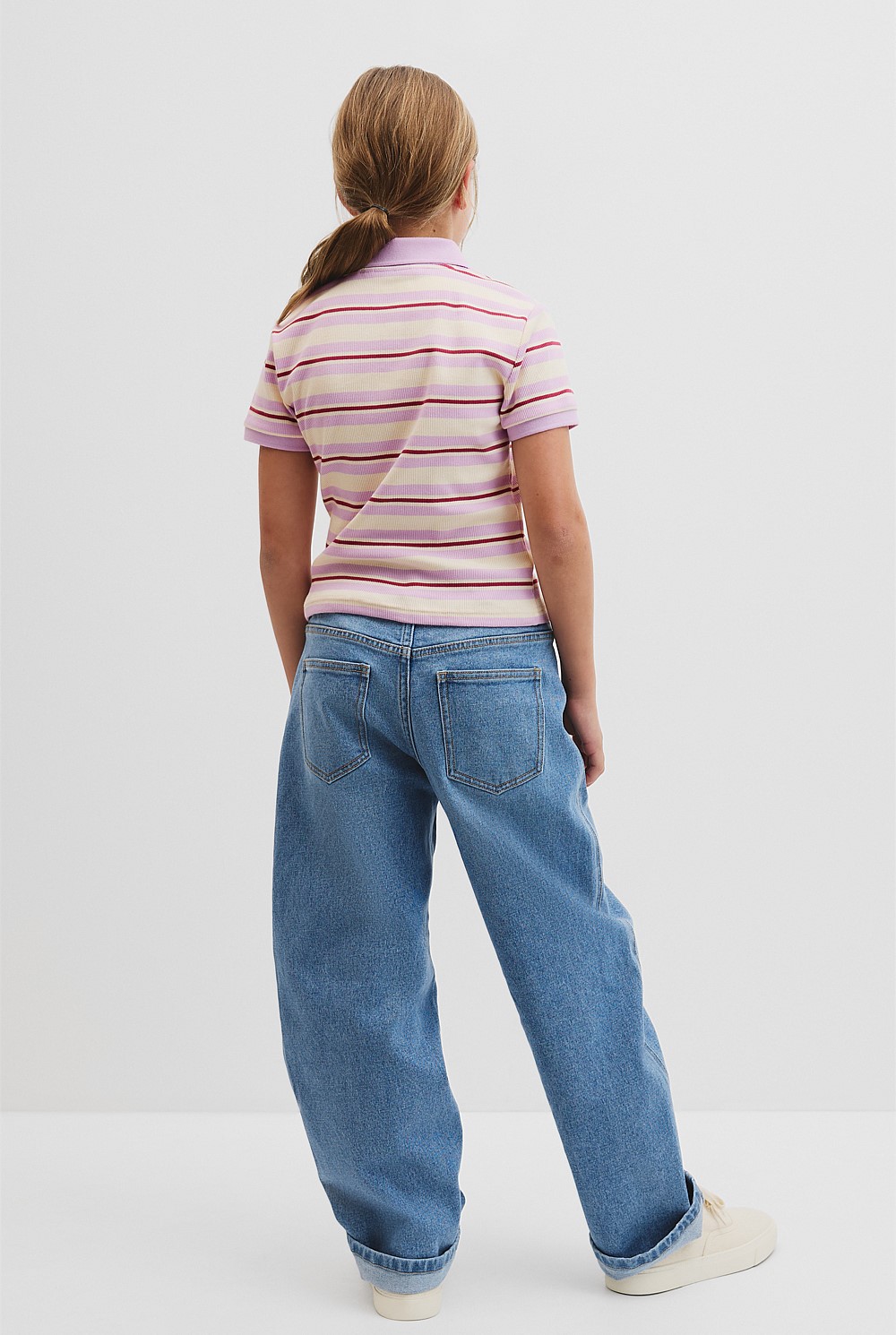 Teen Australian Cotton Short Sleeve Stripe Polo Top