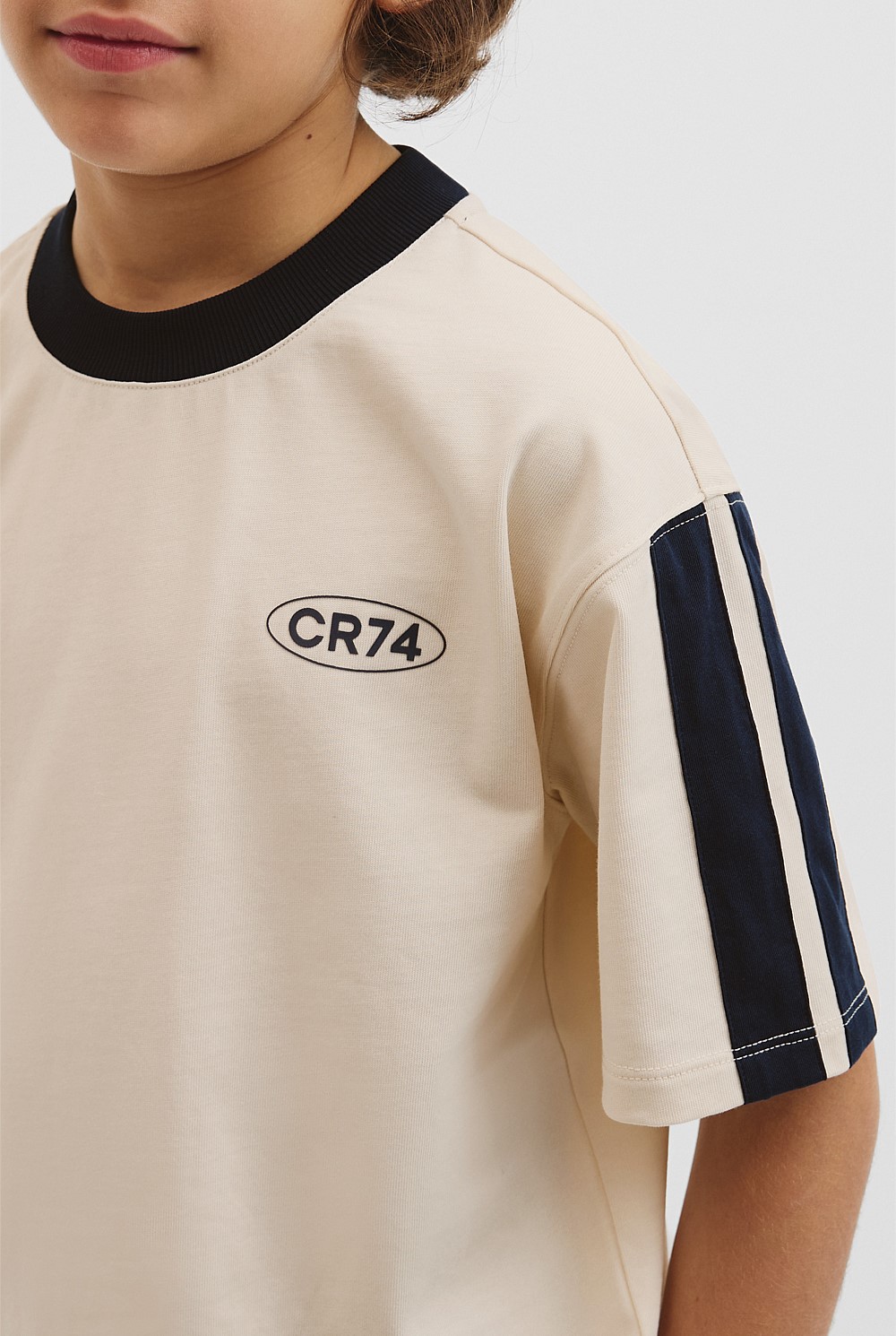 Relaxed Stripe Detail T-Shirt
