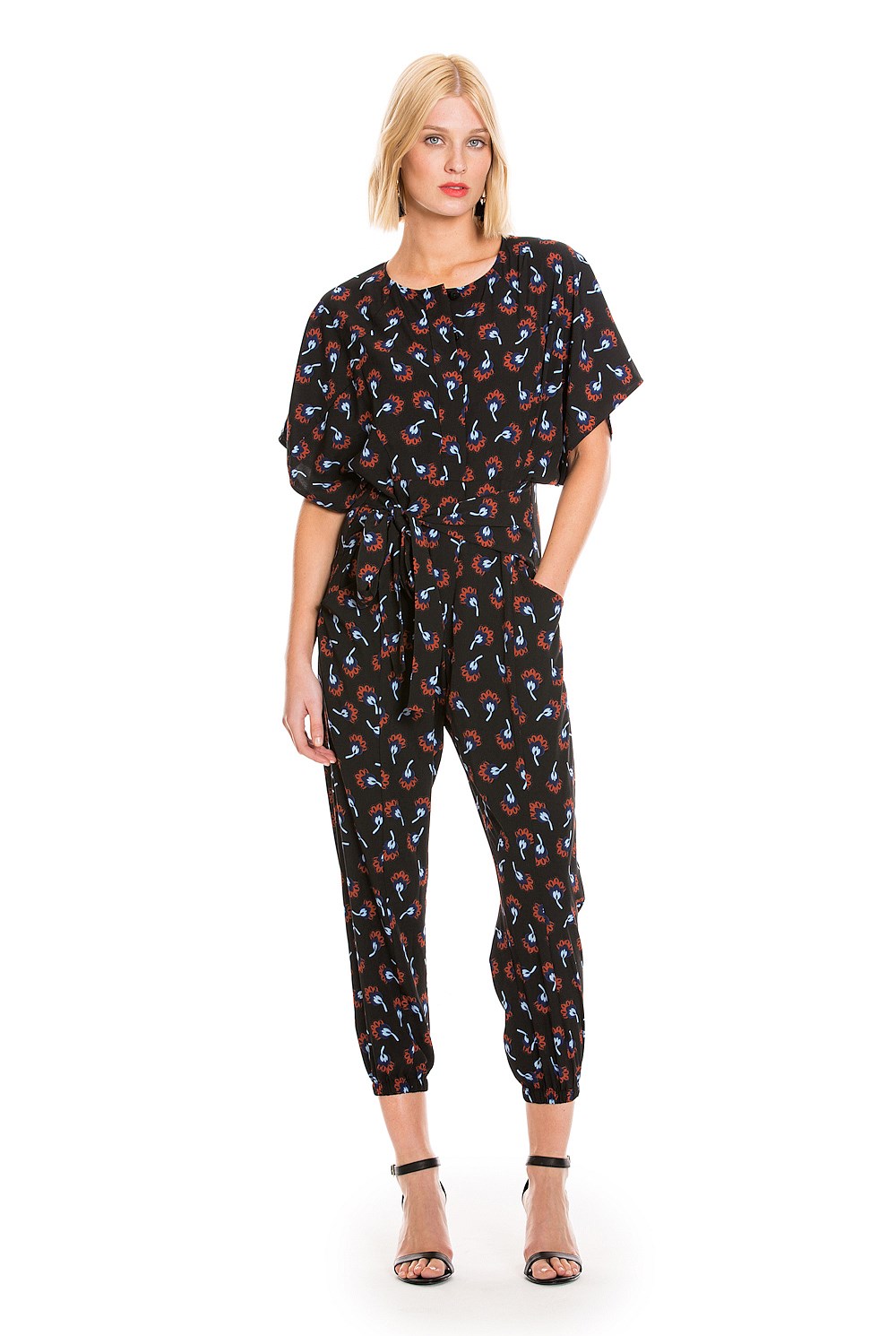Print Tie Waist Jumpsuit