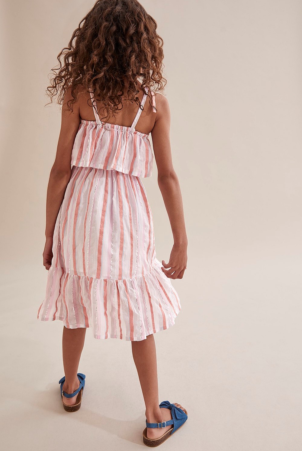 Crinkle Stripe Midi Dress