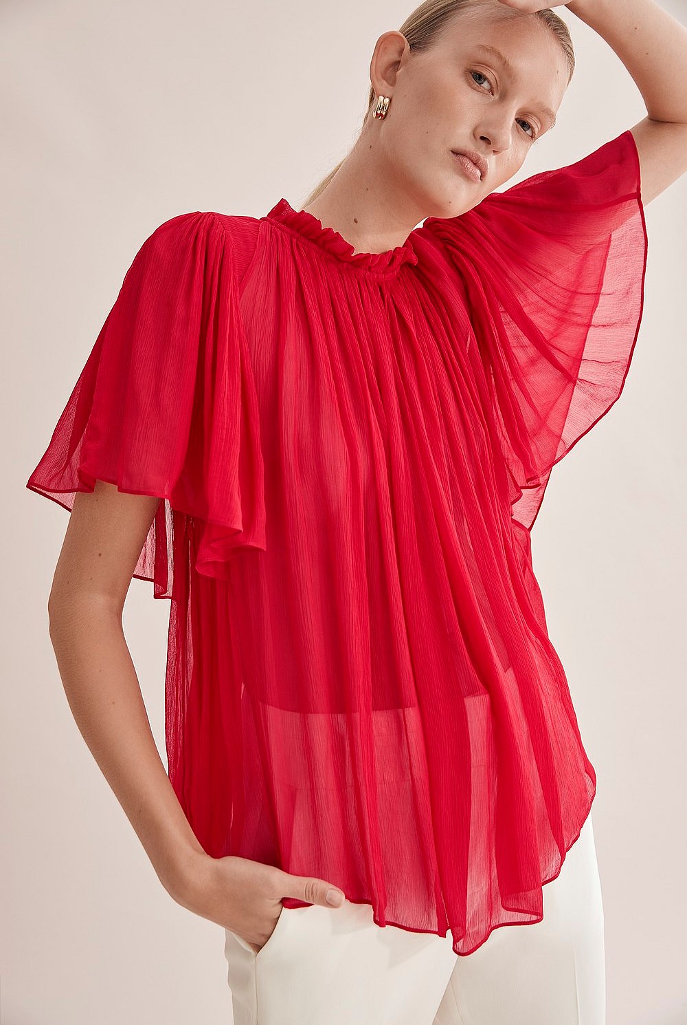 Ruffle Sleeve Blouse