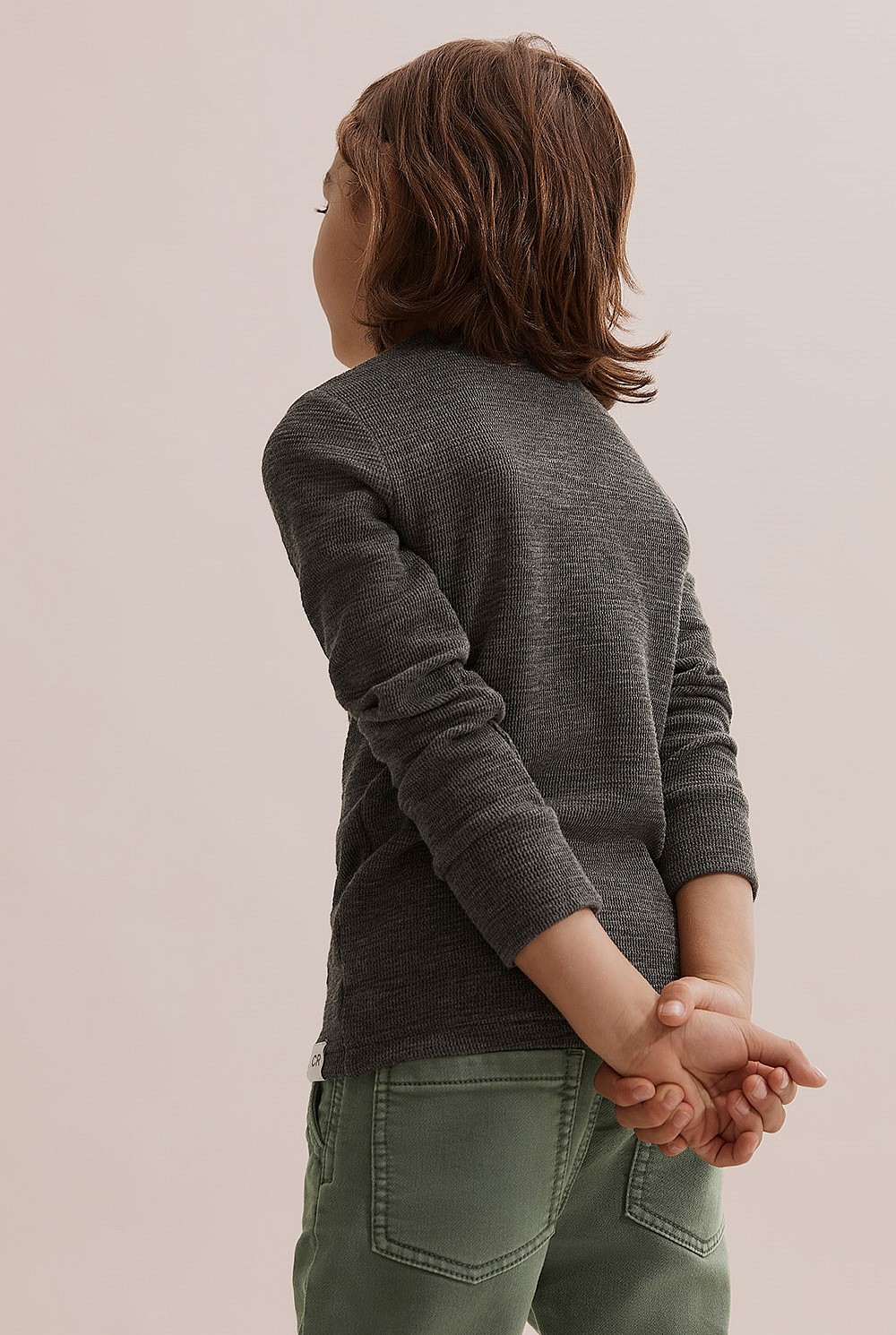  Cotton Blend Slub Texture Henley
