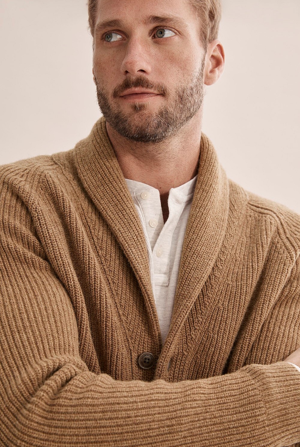 Australian Lambswool Rib Shawl Cardigan