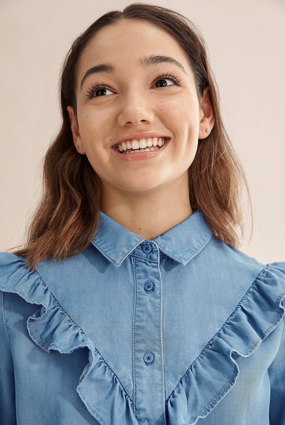 Teen Chambray Frill Dress