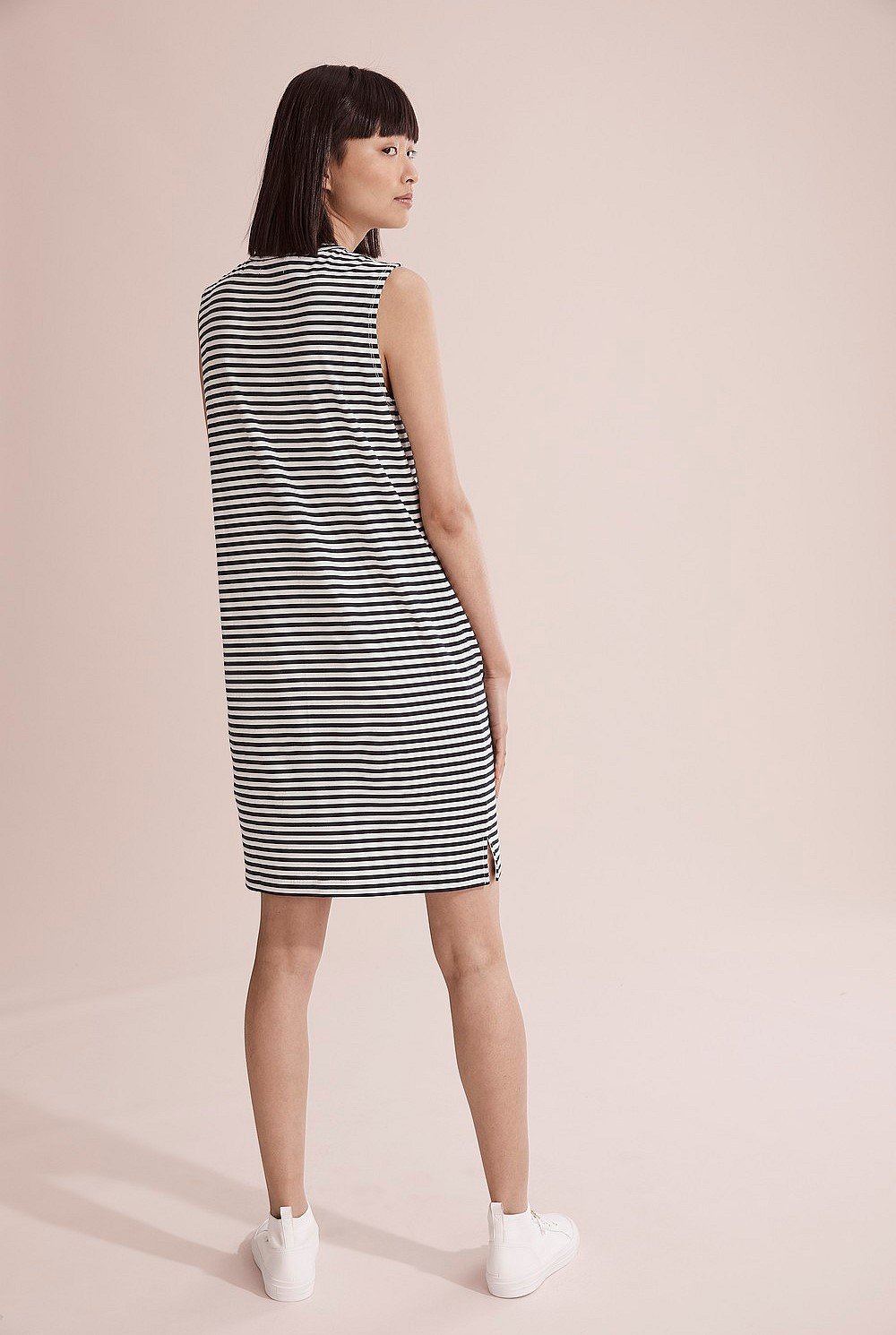 Verified Australian Cotton Stripe Modern Logo Tank Dress