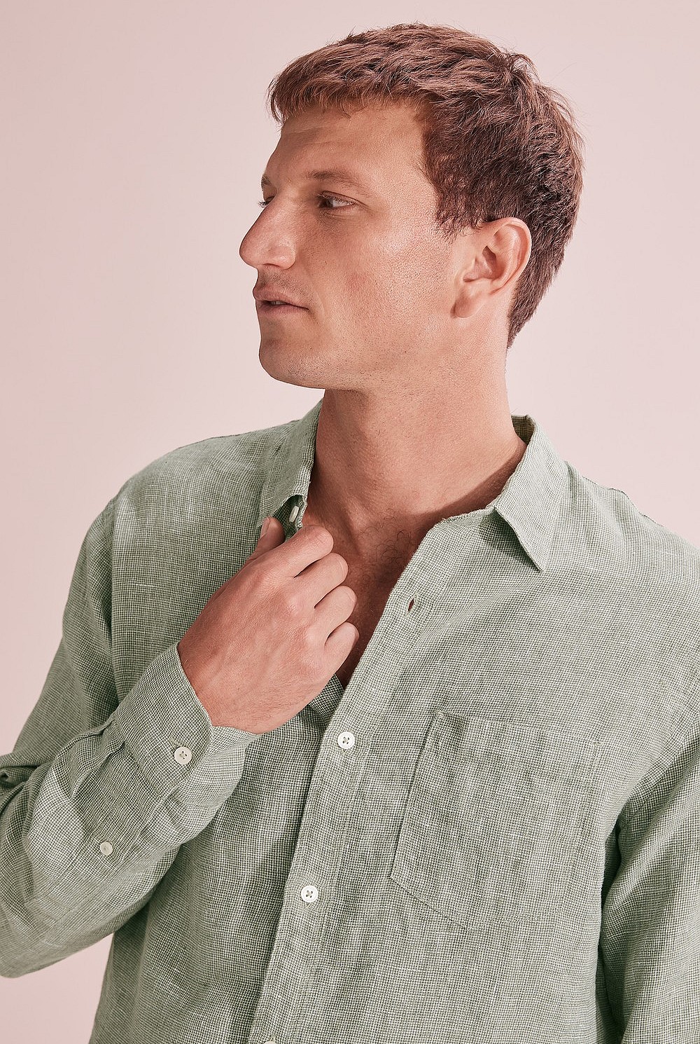 Regular Textured Linen Shirt