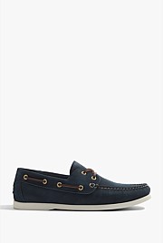 Navy Flynn Nubuck Leather Boat Shoe - Casual Shoes | Country Road