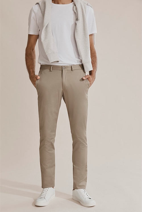 Taupe Slim Fit Travel Trouser - Chinos | Country Road