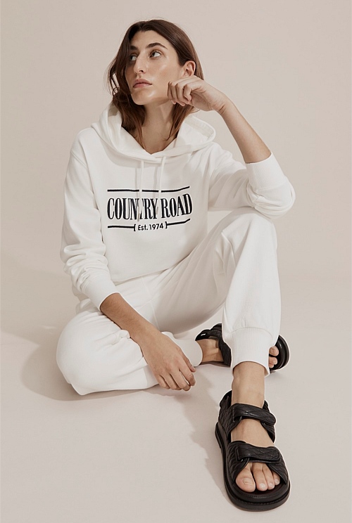 White Verified Australian Cotton Hooded Heritage Sweat Sweats