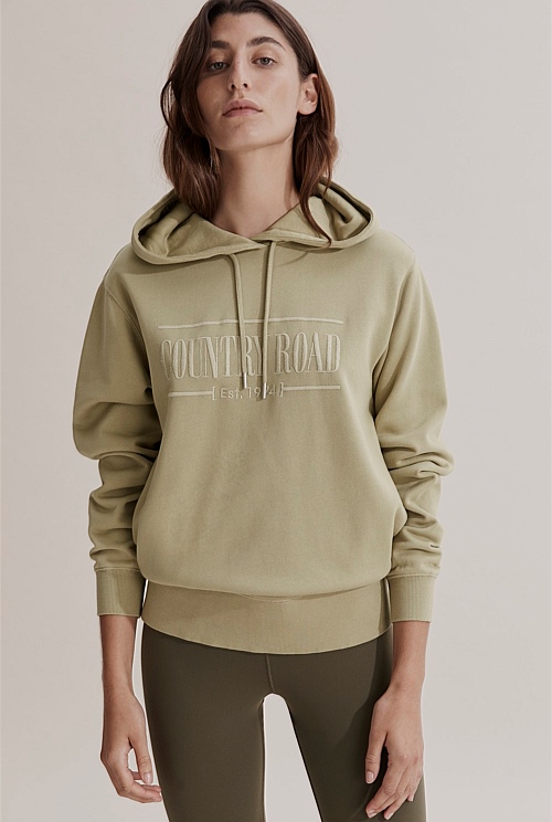 Soft Sage Verified Australian Cotton Hooded Heritage Sweat Sweats