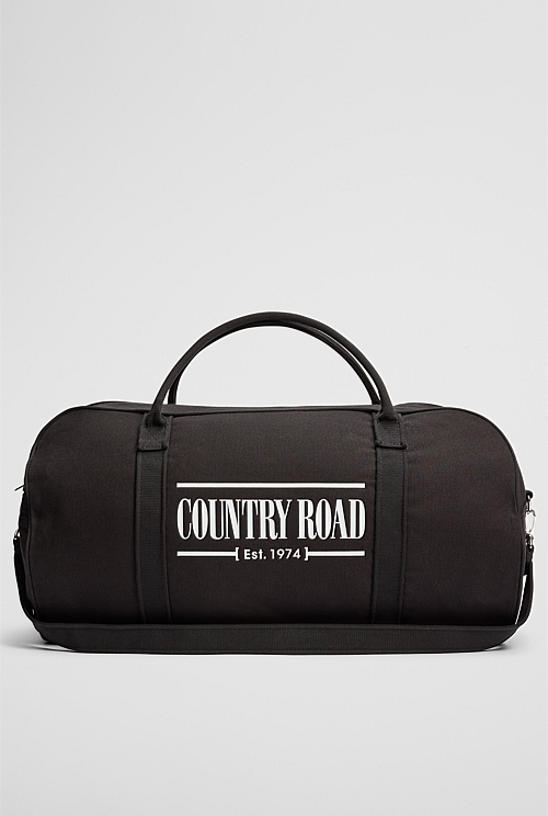 Black Australian Cotton Heritage Zip Canvas Tote Bags Country Road