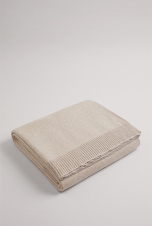 Oatmeal Organically Grown Cotton Heritage Knit Throw Organically