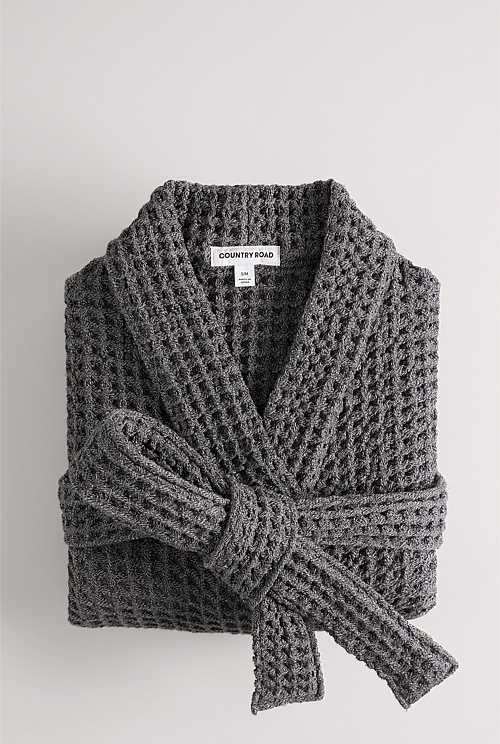 Charcoal Conran Australian Cotton Waffle Bath Robe Sleepwear Country Road