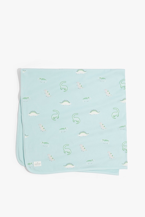Pistachio Organically Grown Cotton Dinosaur Blanket Organically Grown