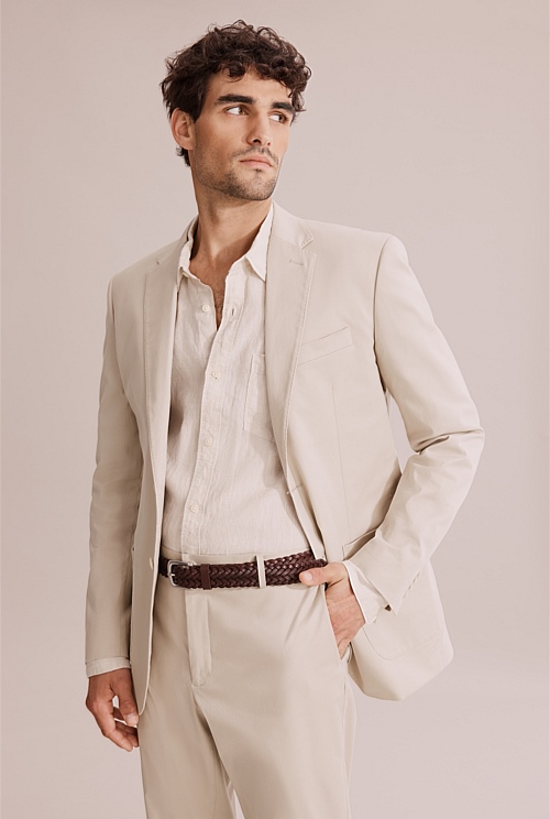 0040~Slim fit Stretch Cotton 2-Button Blazer