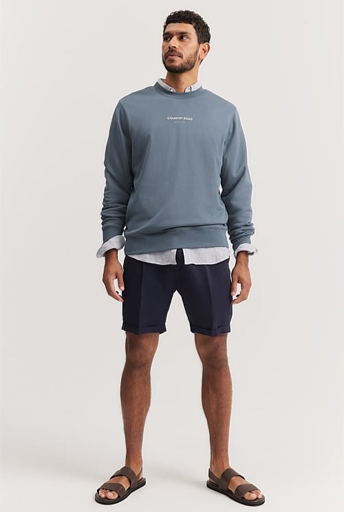 Washed Blue Australian Cotton Modern Logo Sweat - Australian Grown ...