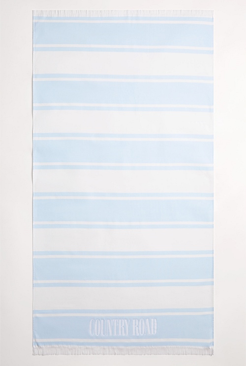 Ice Blue Heritage Stripe Australian Cotton Beach Towel Beach Towels