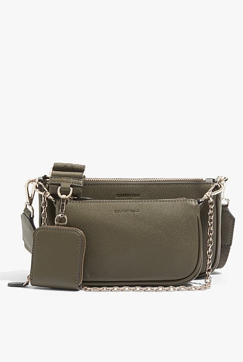 Khaki Double Pouch Crossbody Bag Bags Country Road