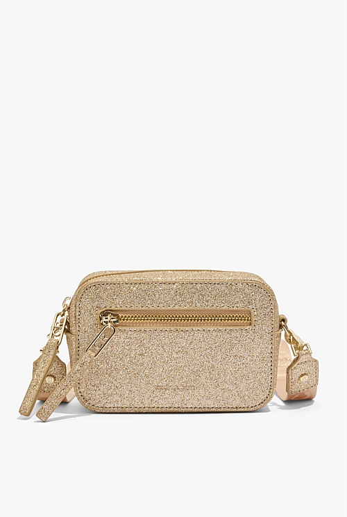 Gold Glitter Recycled Polyester Logo Crossbody Bag Accessories Country Road