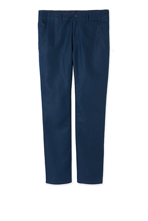 Dark Blue Cotton Linen Chino Pants Country Road