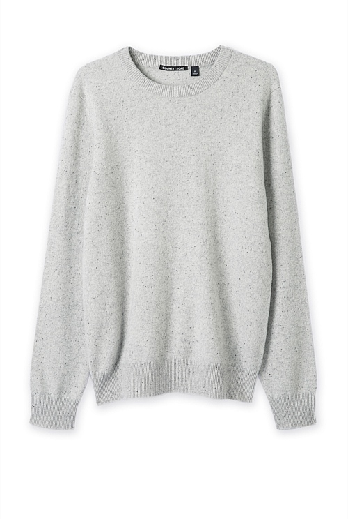 Grey Wool Nep Crew Knit - Knitwear | Country Road