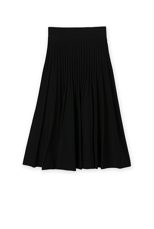 Black Pleat Rib Skirt - Skirts | Country Road