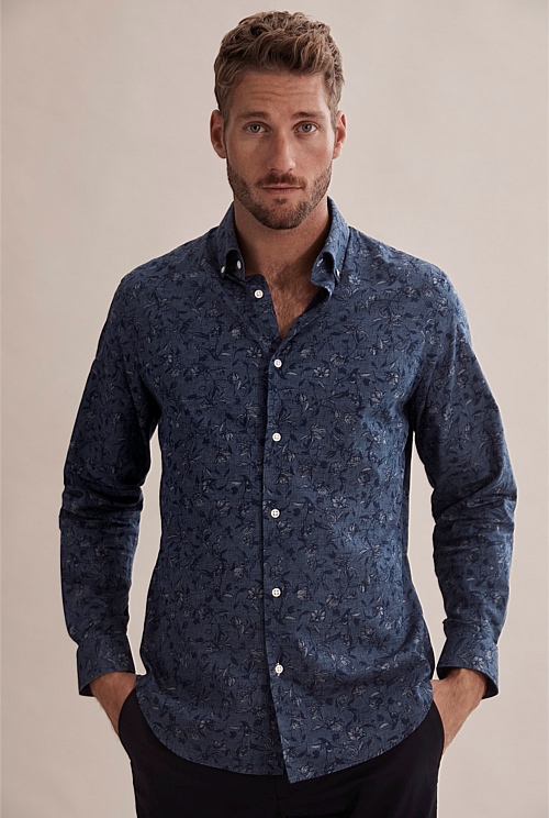 Indigo Regular Indigo Floral Shirt - Casual Shirts | Country Road