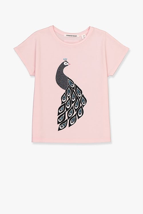 Pale Pink Peacock T-Shirt - T-Shirts | Country Road