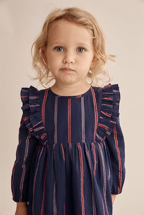 Navy Dobby Stripe Dress - Dresses | Country Road