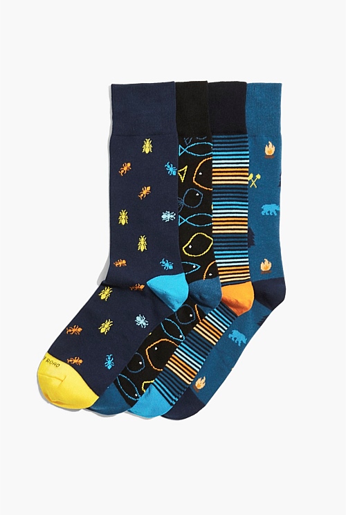 Multicolour Camping Sock Pack Socks Country Road